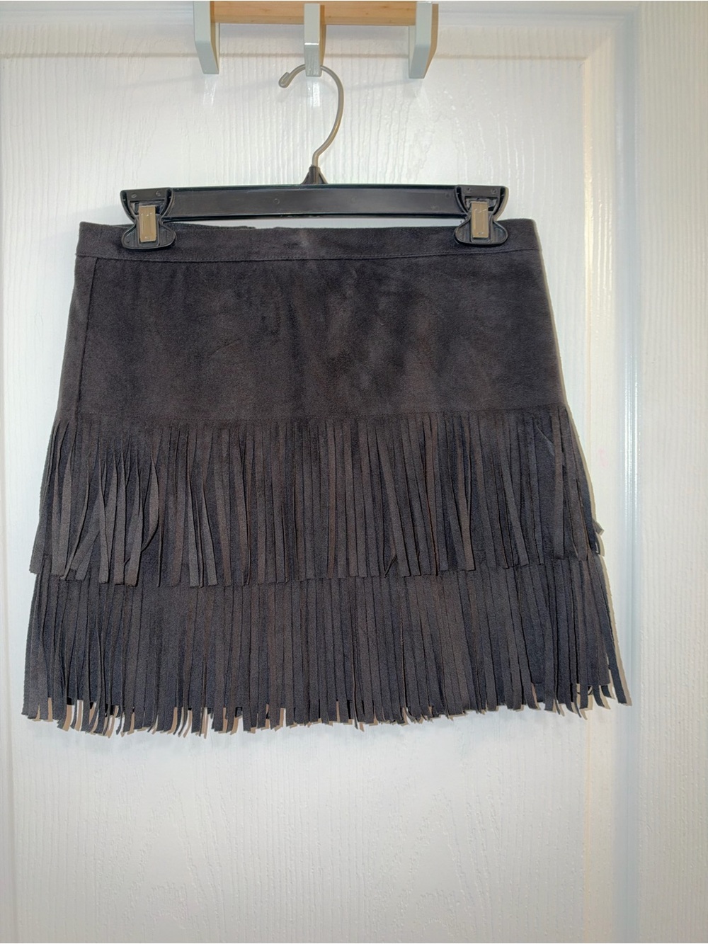 Hollister Black Suede Fringe Mini Skirt